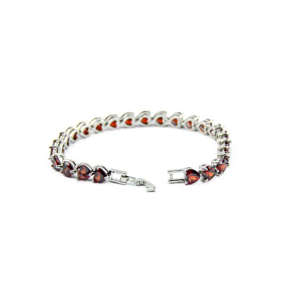 The Skyline Collection July Birthstone Simulated Red Ruby Heart Tennis Bracelet - Picture 5 of 5